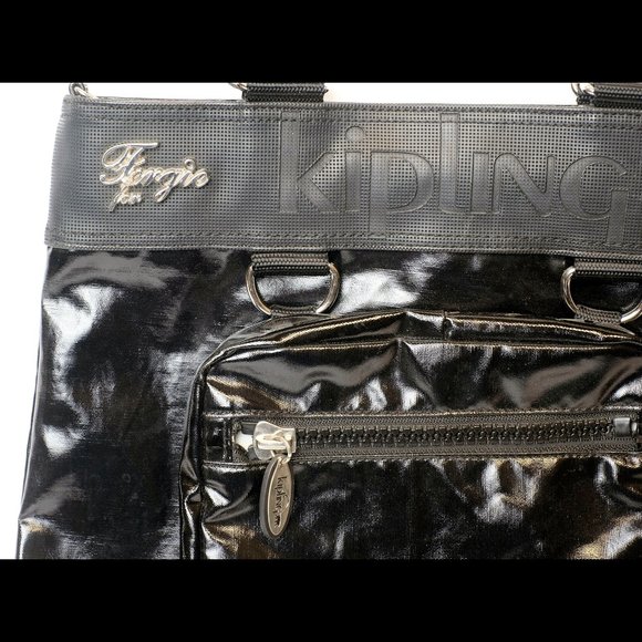 Fergie for Kipling Black Vinyl Tote/Attached Purse - Picture 4 of 9